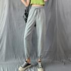 Short-sleeve Cropped T-shirt / Plain Sweatpants / Set