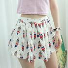 Inset Shorts Feather Pattern A-line Skirt