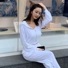 Asymmetric-neckline Slim-fit T-shirt