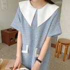 Puritan-collar Tweed Shift Dress