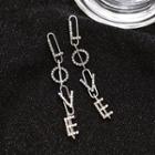 Rhinestone Love Lettering Dangle Earring 1 Pair - 925 Silver Needle - Silver - One Size