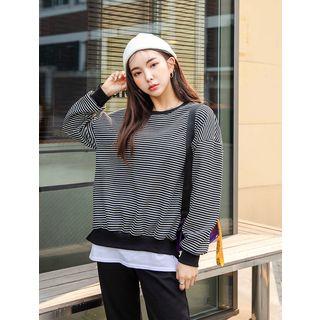 Plus Size Striped Sweatshirt & Pants Set