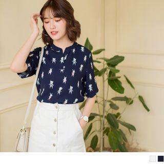 V-neck Animal Print Top