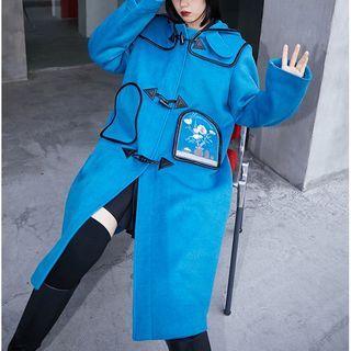 Floral Print Toggle-front Hooded Coat