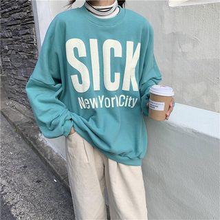 Letter Sweatshirt / Corduroy Straight-fit Pants