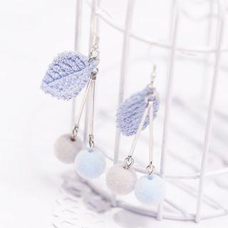 Leaf Pom Pom Drop Earring