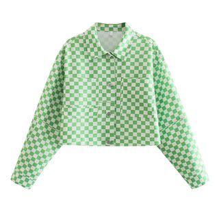 Checkerboard Pattern Cropped Jacket