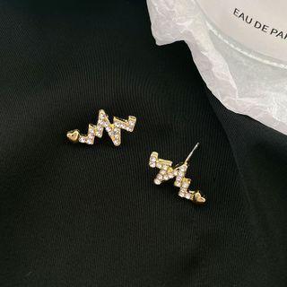 Heartbeat Alloy Earring 1 Pair - Earrings - Silver Pin - Heartbeat - Silver - One Size