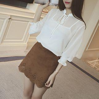 Set: Lantern-sleeve Chiffon Blouse + Camisole
