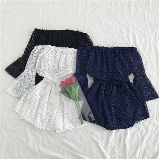 Lace Off-shoulder Long-sleeve Playsuits