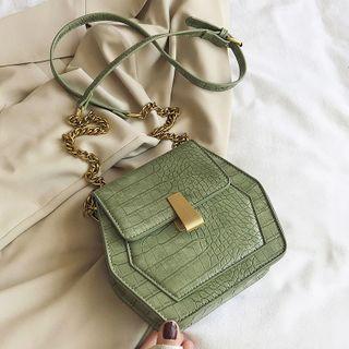 Croc Grain Hexagon Crossbody Bag
