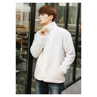 Stand-collar Sherpa-fleece Zip Jacket