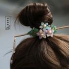 Flower Faux Pearl Hair Stick 1pc - Purple & Green & Blue - One Size