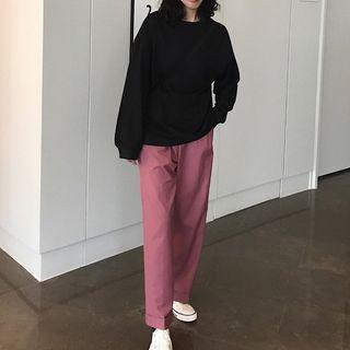 Floral Print Sweatshirt / Wide-leg Dress Pants