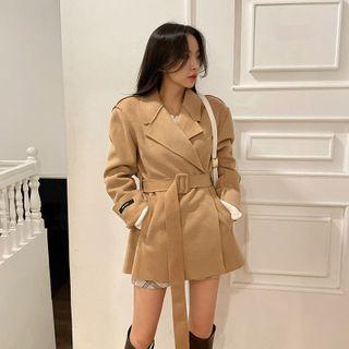Lapelled Belted Woolen Jacket