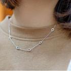 Rhinestone Alloy Necklace Silver - One Size