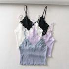 Lace-trim Ruffled Crop Camisole Top