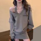 Lettering Sweater / Halter-neck Sheath Dress