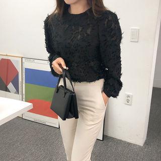 Round-neck Fringed Sheer Top