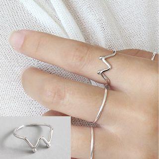 925 Sterling Silver W Shape Open Ring White Gold - Size No. 14