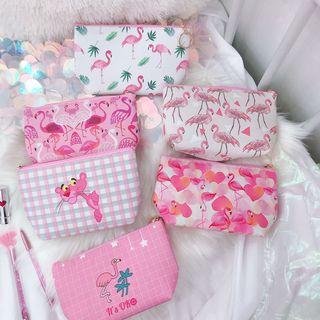Flamingo Print Zip-up Pouch