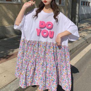 Floral Panel Midi T-shirt Dress