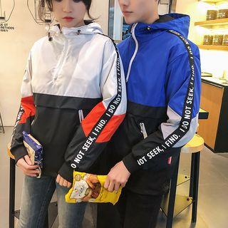 Couple Matching Color Block Half-zip Hoodie