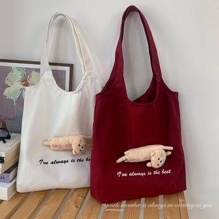 Cat Detail Lettering Tote Bag