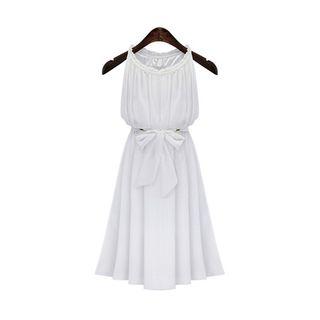 Drape Bow Sleeveless Dress