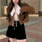 Single-breasted Cropped Jacket / Collared Blouse / Shorts
