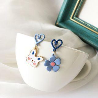 Rabbit Flower Asymmetrical Alloy Dangle Earring