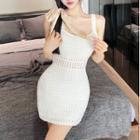 Wide Strap Perforated Bodycon Dress