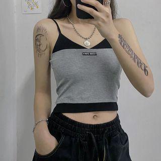 Spaghetti Strap Two Tone Top