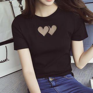 Heart Cut Out Short Sleeve Top