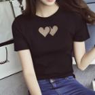 Heart Cut Out Short Sleeve Top
