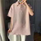 Short-sleeve Tweed Polo Shirt