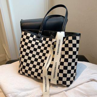 Checkered Tote Bag Black - One Size