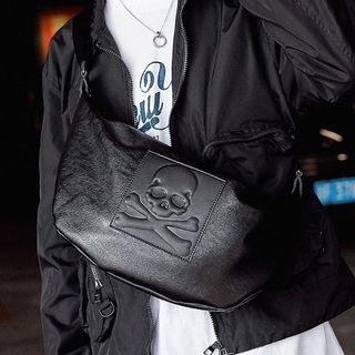 Skull Faux Leather Sling Bag Black - One Size