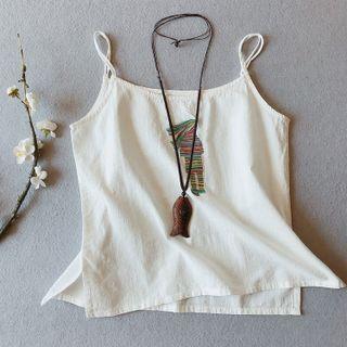 Embroidered Linen Camisole Top