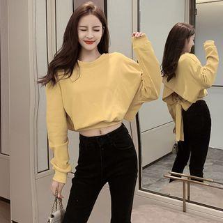 Long-sleeve Cropped Plain Top