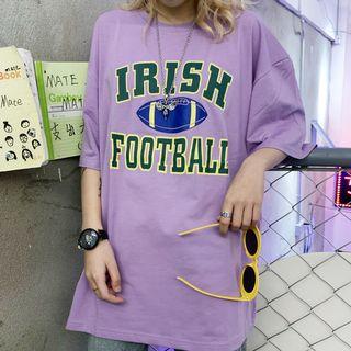 Short-sleeve Rugby Print T-shirt
