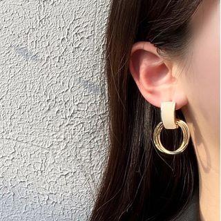 925 Sterling Silver Hoop Ear Stud 1 Pair - S925 Silver Needle - Earring - Gold - One Size