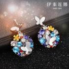 925 Silver Swarovski Elements Crystal Butterfly Drop Earrings