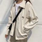 Tree Embroidery Zip Jacket Almond - One Size