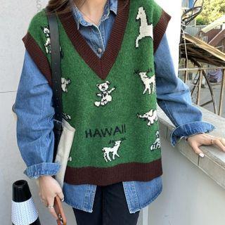 Cartoon Print Sweater Vest