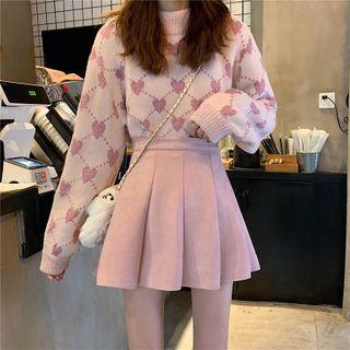 Corduroy High-waist Pleated A-line Mini Skirt