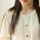 Bead-button Cable-knit Cardigan