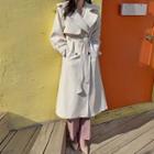 Stitched Long Trench Coat With Sash