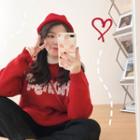 Lace Letter Embroidered Sweater