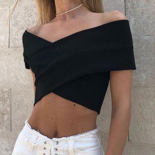 Short-sleeve Cross Crop Top